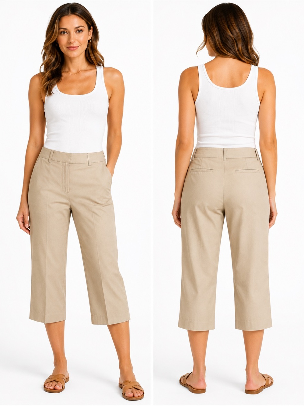 Rafaella Tan Capris Cropped Pants 10P